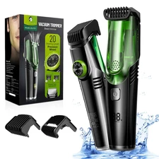 Vacuum Beard Trimmer for Men, Cordless Electric Shaver with 20 Trim Setting, Bui