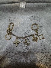 LV Fleur de Monogram Bag Charm Key Chain Gold