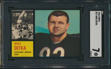 1962 TOPPS FOOTBALL #17 MIKE DITKA RC SGC 7 NM HOF ROOKIE BEARS