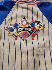 Vintage Mickey Mouse Bomber Football Jacket Baby 6-9M Blue Disney Cartoon READ