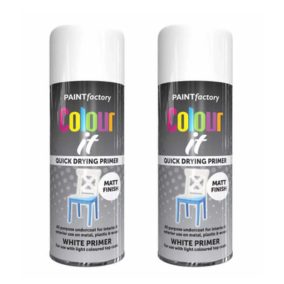 2x Weiß Farbe Grundierung Aerosol Matt Finish Sprühlack Auto Kunststoff Metall 400ml