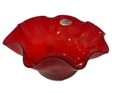 Vintage Blenko Glass 8" Ruffled Edge Bowl Amberina w/Original Sticker