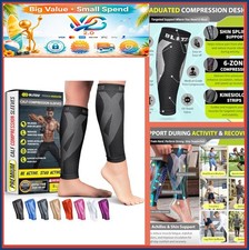 Calf Compression Sleeves Footless Socks for Men Women Shin Splints Relief Black