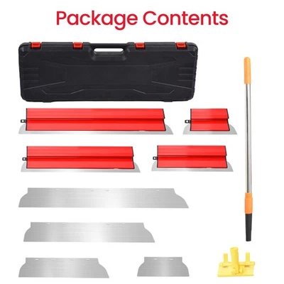 AINT Profi 10-tlg Flächenspachtel Set Verputzen von Wänden und Decken Teleskopstange