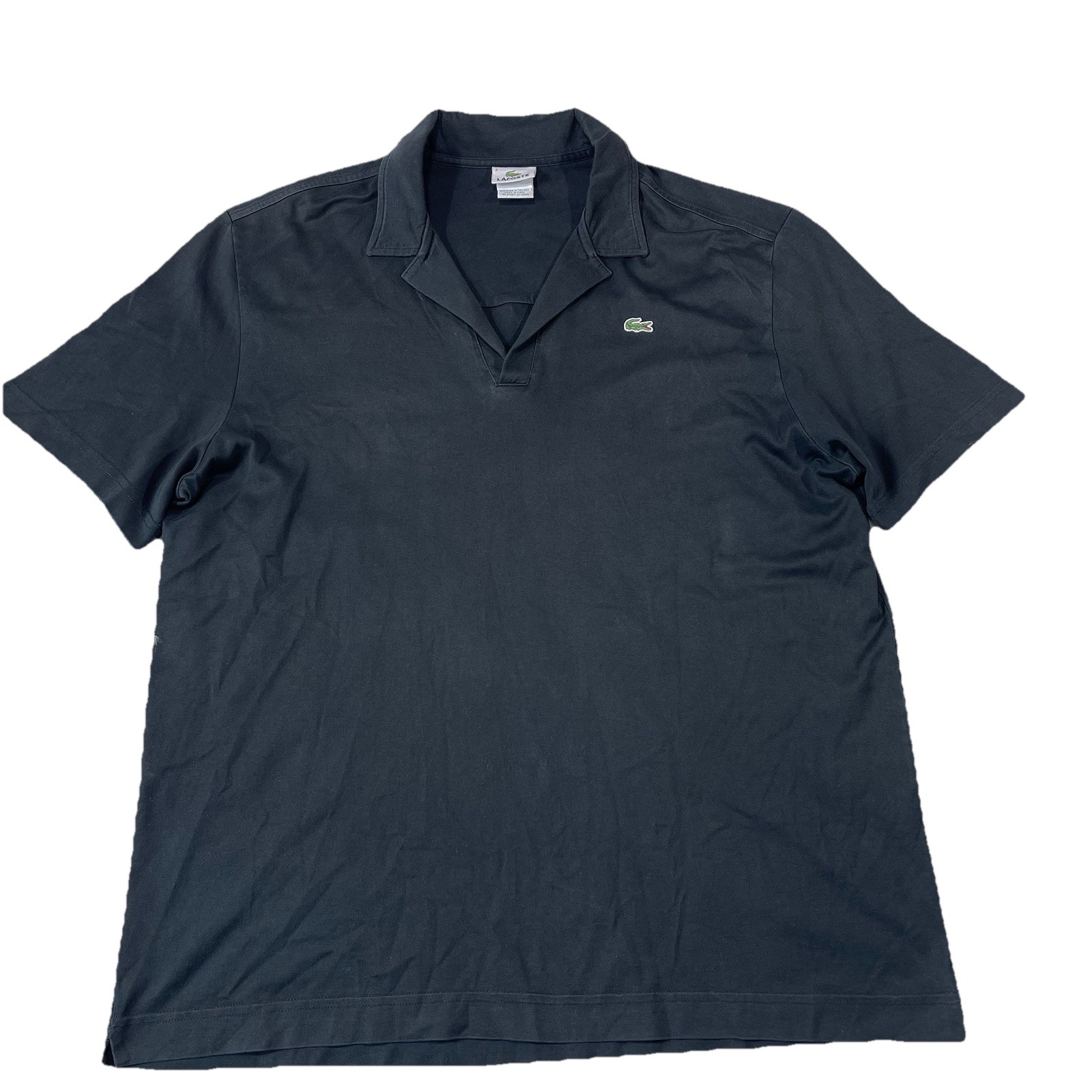 Lacoste Size 7 2XL Black Polo Shirt Open Neck RN 87651 CA 16998