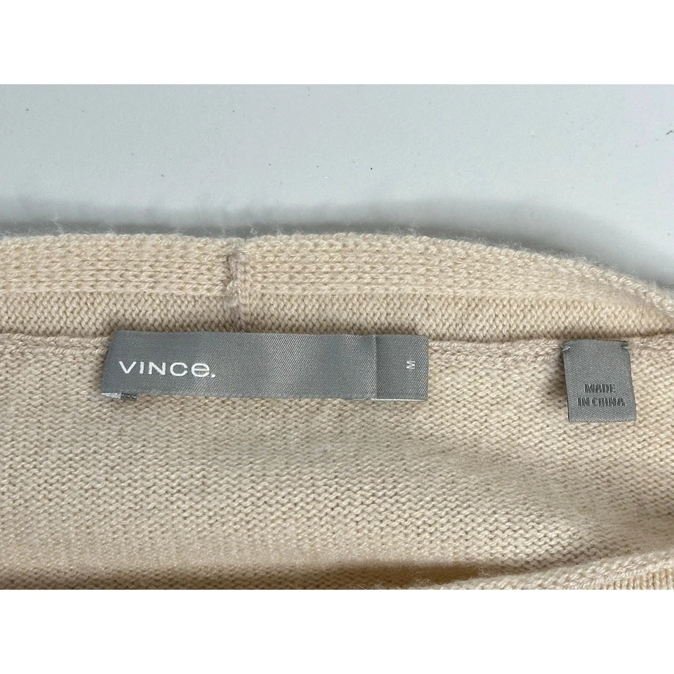 Suéter Vince Off White Mezcla Lana Cachemira Cuello Barco Manga Larga Minimalista M Foto 3 de 4