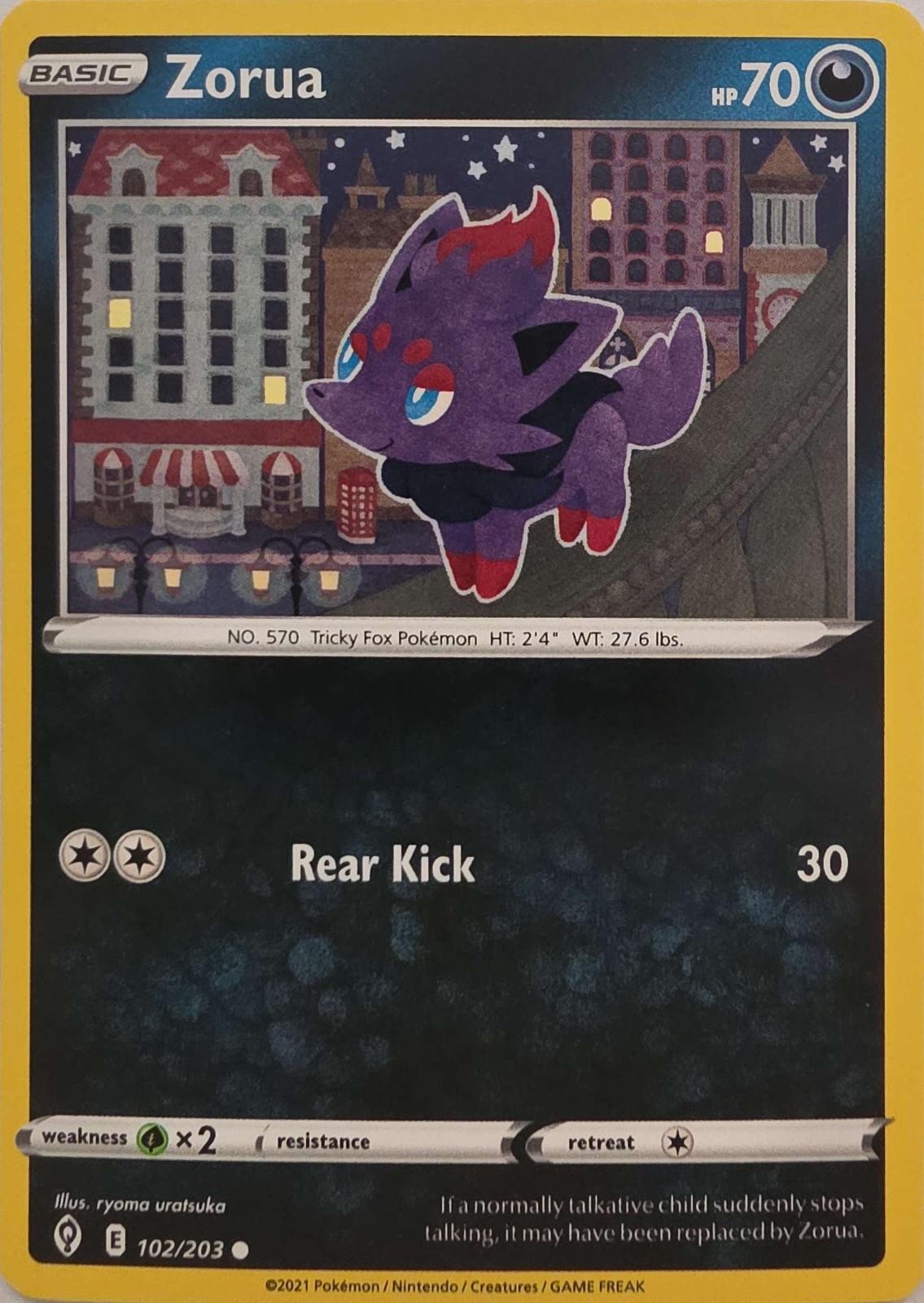 Zorua 102/203 Common Evolving Skies Pokemon Near Mint