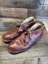 Vintage LL Bean Cursive Logo Freeport Maine Brown Leather Ankle Boots Size 10
