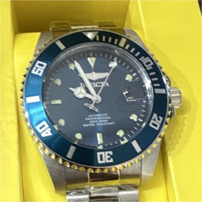 Invicta Pro Diver Automatic Blue Dial SS Bracelet Date Rotating Bezel w/ Box