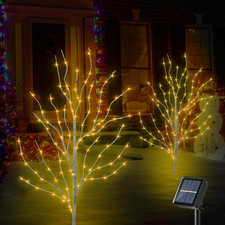 Christmas Decorations Outdoor,2Packs 3FT 140LED Birch Tree with Christmas Lights