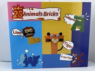 Animals Building Blocks Set, Alphabet A to Z Shaped Animals Bricks Kit, 200+ pcs
