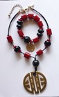 Necklace Bracelet Chico's Asian Style Red Black Vintage SET — photo 1