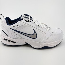 Nike Air Monarch IV Mens Size 10 4E White Blue Athletic Leather Shoes Sneakers