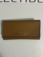 Coach C5578 Honeycomb Yellow Trifold Long Wallet Cross-grain Pebble