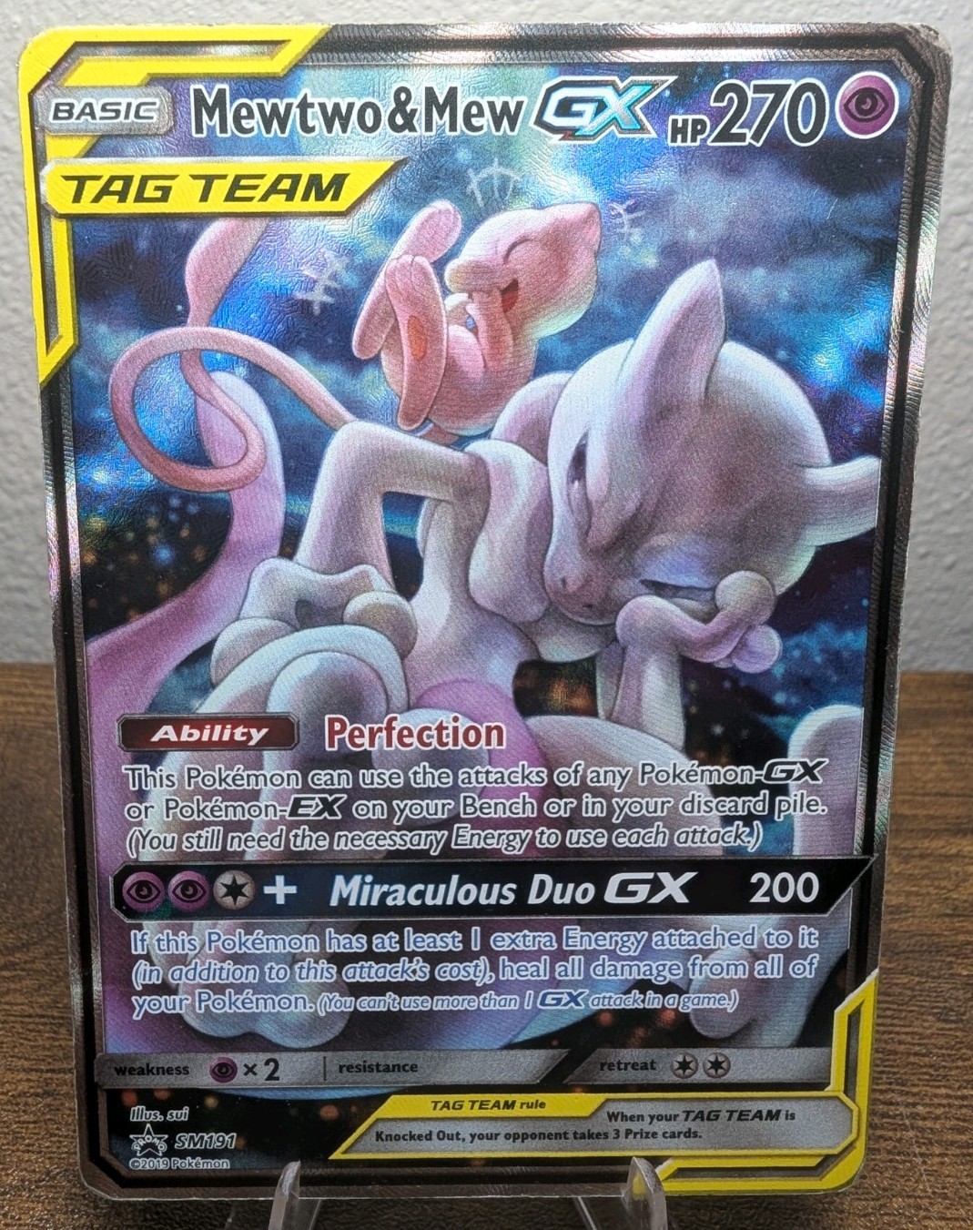 Mewtwo & Mew GX SM191 L-MP Tag Team Sun & Moon Holofoil 2019 Unlimited
