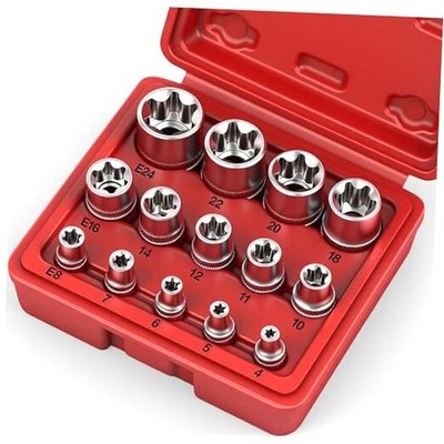  14-Piece E-TORX Socket Set - Premium Female Torx Socket Set, Ultimate Torque 
