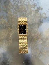Vtg Elgin Gold Tone Diamond Quartz Wristwatch 