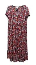 Knox Rose CottageCore Floral short sleeve elastic waist maxi dress size XL