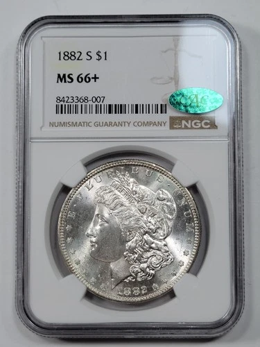1882 S Morgan Silver Dollar $1 NGC MS66+ CAC Green Bean PQ San Francisco *M269