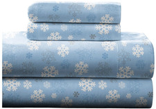 Pointehaven Snow Flake Heavy Weight Queen Flannel Bed Sheet Set