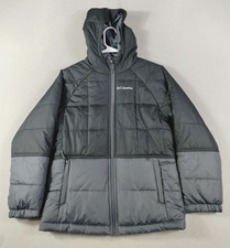 Columbia Jacket Youth Medium 10/12 Gray Hooded Puffer Insulated Winter Gorpcore