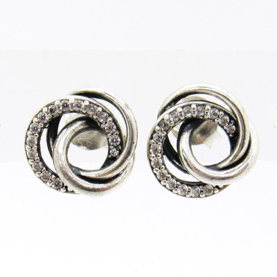 VINTAGE STERLING SILVER S925 ALE PANDORA FAMILY ALWAYS ENCIRCLED STUD EARRINGS