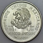 Photo of a 1951 Mexico 5 Pesos Silver from an eBay sale