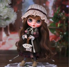 12" Factory Blythe Doll Brown Hair Hand Painted Makeup Sleeping Eyes With Outfit