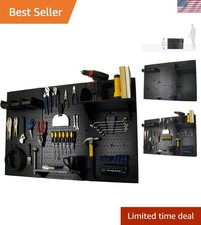 Pegboard Organizer 4 ft. Metal Pegboard Standard Tool Storage Kit with Black ...