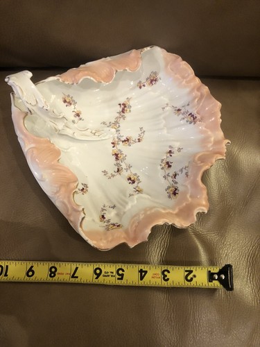 RARE Made Germany Shell Hand Painted Porcelain Double Serving Dish 1900 Tielsch - Picture 6 of 8