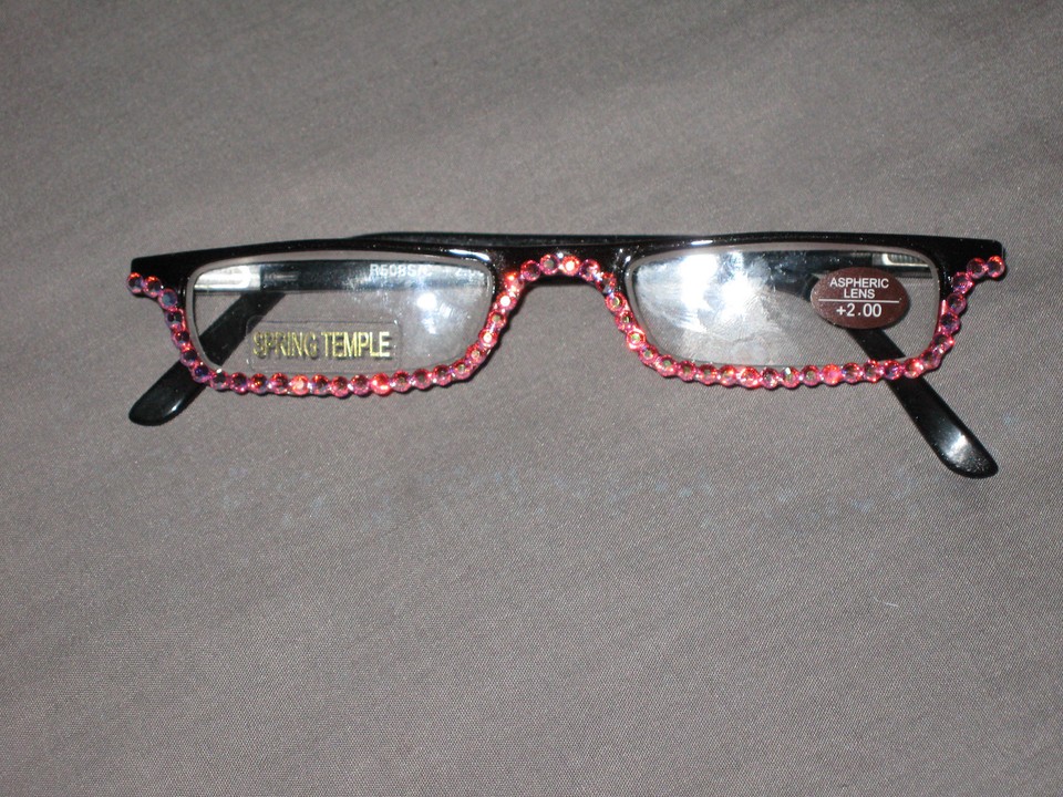 Made with Swarovski Crystal Jeweled Reading Glasses Bling +2.00 Frames