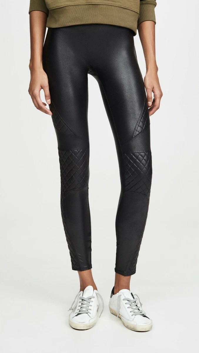 NEW SPANX FASHION SEXY FAUX LEATHER QUILTED BLACK LEGGING PANTS