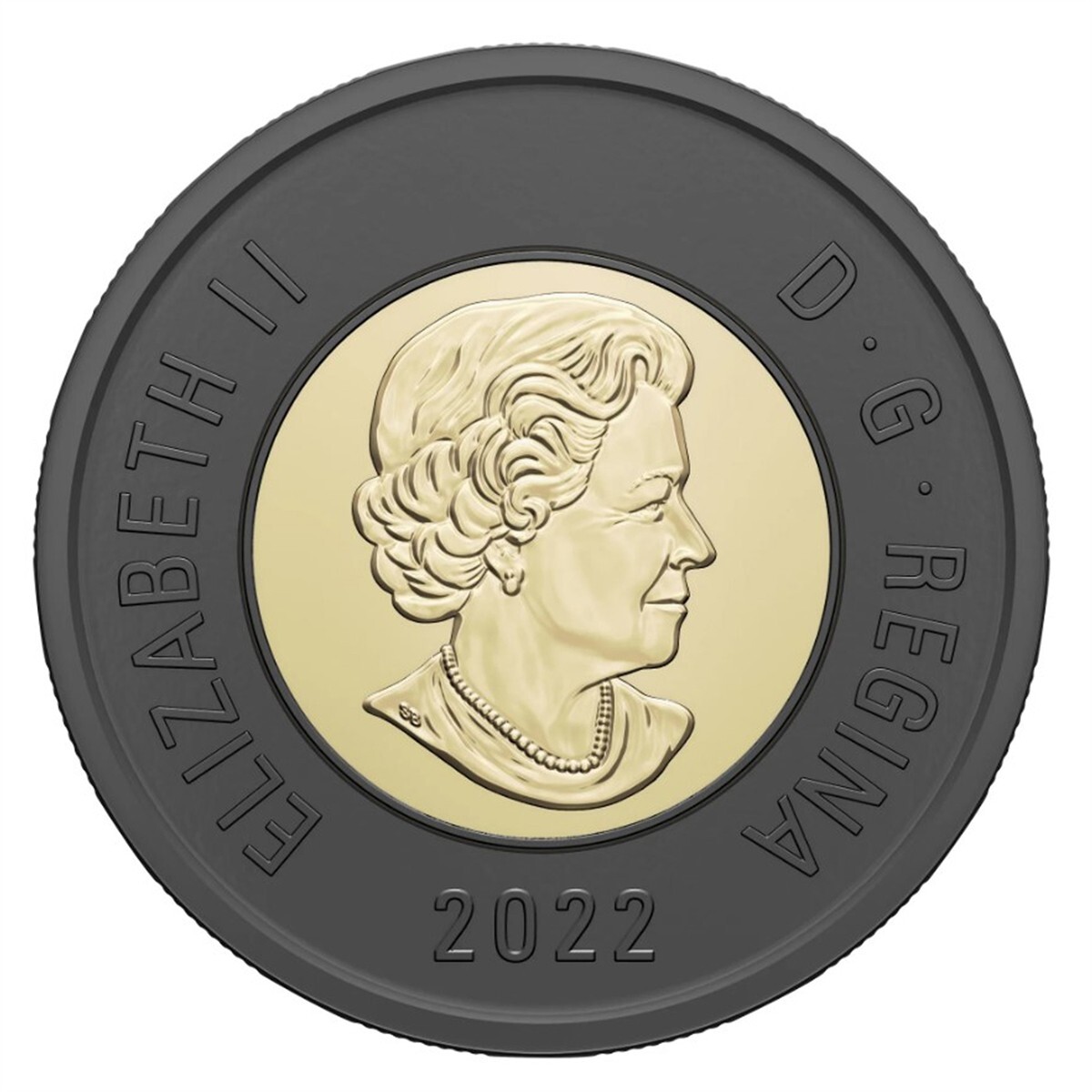 2022 Canada 2 Dollars Queen Elizabeth II Black Ring Commemorative