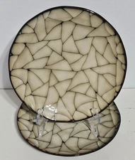 (2) Gibson Elite Zambezi Salad Plates 8.5" Dark Brown Cream Round - Set Of 2