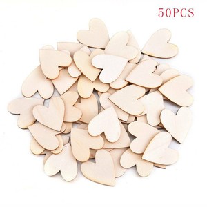 50Pcs Heart Shaped Natural Wood Log Slices for DIY Crafts Wedding Party Decor CA