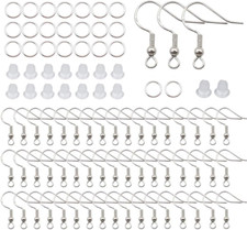 100Pcs/50Pairs 925 Sterling Silver Earring Hooks, Fish Ear Wires, 300Pcs Hypoall