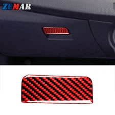 Red Carbon Fiber Glove Box Handle Cover Decor Trim For Mitsubishi Lancer 2008-15
