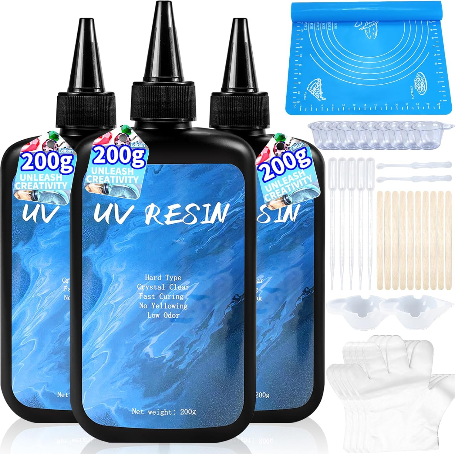600G UV Resin Upgraded UV Resin Kit 85D Hard Type Crystal Clear Ultraviolet