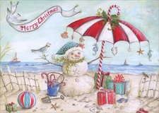 Beach Snowman Box of 18 Kate McRostie Warm Weather Christmas Cards