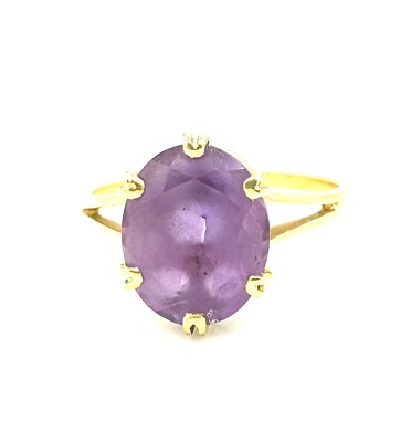 Bague En Or 18 Carats Avec Améthyste - Taille 53, Style Solitaire, Poids 2,18 G, Occasion