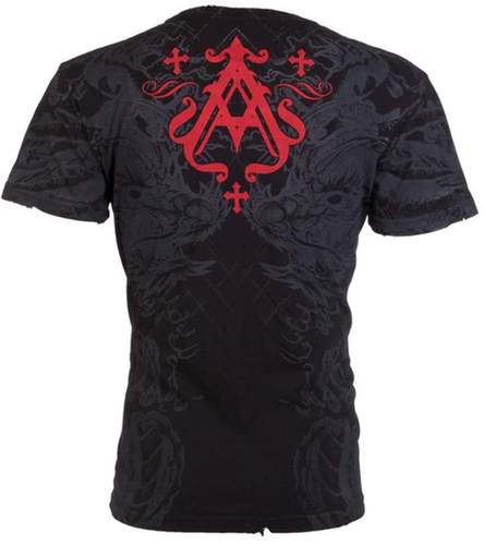 Archaic by Affliction T-Shirt Uomo Dragon Rage Biker MMA Nera - Foto 3 di 8