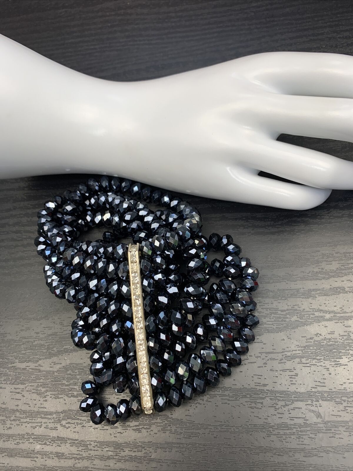 Event Extra Wide Statement Beaded Crystal glass s… - image 1