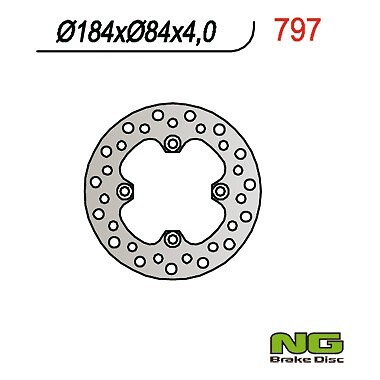 Disque de frein arriere NG KAWASAKI KX 85 2001-2024 piece moto cross 184x84x4