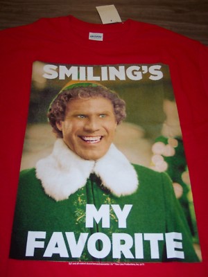 ELF WILL FARREL SMILING'S MY FAVORITE CHRISTMAS T-Shirt MENS MEDIUM NEW w/ TAG