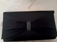 vintage black satin formal handbag with bow/ stunning