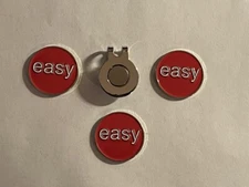 (3) 'That Was Easy' EASY Button 1" Coin Golf Markers With Bonus Hat Clip