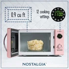 Retro  Microwave Countertop 0.9 Cu Ft LED Display 800 Watt Digital Clock - Pink