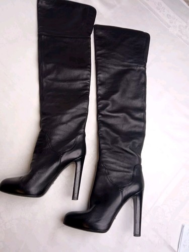 $1420 Sergio Rossi Over the Knee Thigh High Leather Boots Italy 39,5 EU - Picture 7 of 16