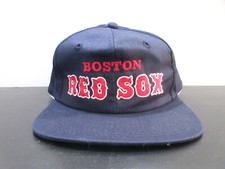 VINTAGE Boston Red Sox Hat Cap Snap Back Blue Red MLB Baseball Mens 90s