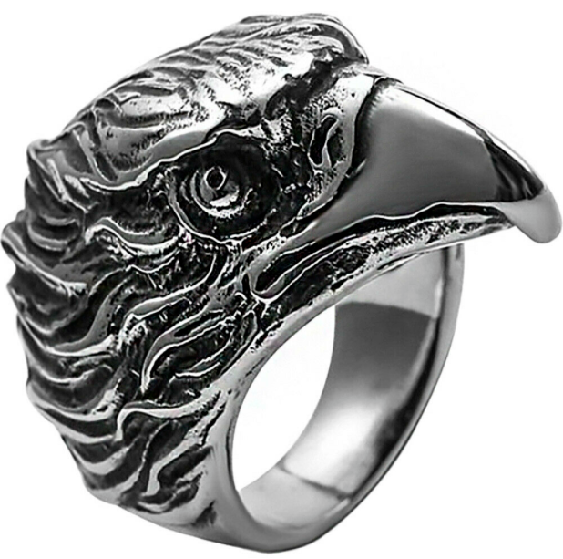 18k Gold Plated Titanium Steel Eagle Engraved Men's Cool Design Anchors Ring M62